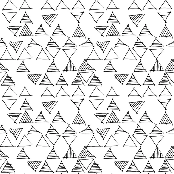 Patrón dibujado a mano sin costura geométrica abstracta. Textura moderna de manos libres. Fondo geométrico doodle colorido. Motivo tribal dibujado a mano perfilado . — Vector de stock