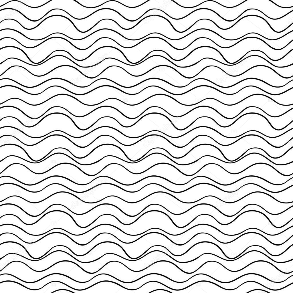 Vector seamless wavy line pattern. Graphic texture. Hand drawn background. Minimalistic backdrop.