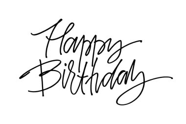 El vektör yazı çekilmiş. İyi ki doğdun el ile kelime. Vektör illüstrasyon izole. Modern hat el yazısı. Kartpostallar, posterler, baskılar, tebrik kartları için yazıt.