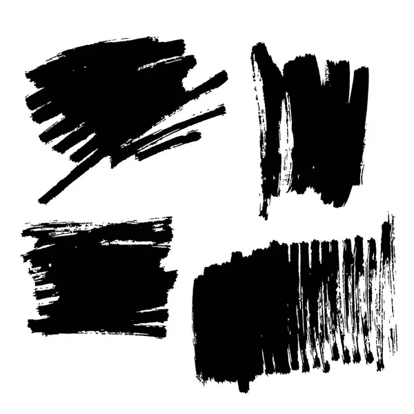 Vector set of hand drawn brush strokes and stains. One color monochrome artistic hand drawn backgrounds. — Stock Vector
