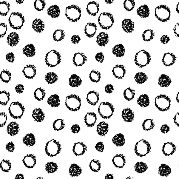 Modèle de cercles dessinés à la main croquis vectoriel. Fond sans couture dessiné à la main par du crayon de cire. Fond de doodle naïf . — Image vectorielle