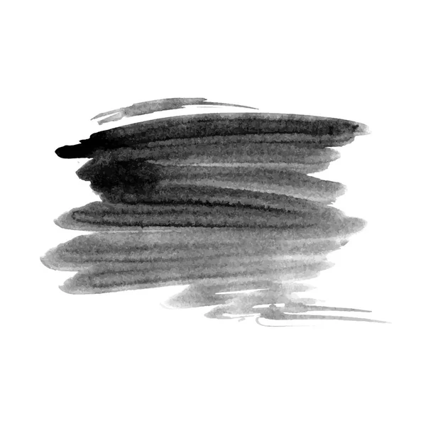 Vector hand drawn watercolor brush stain. Grayscale painted stroke. Painted by brush watercolor stain. Monochrome artistic backdrop. — Stock Vector