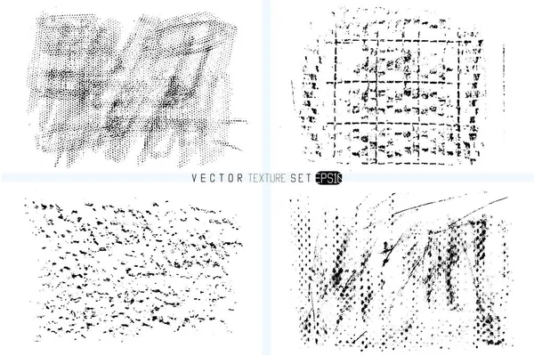 Grunge texture set. Hand drawn backgrounds. Vector templates. Spot of textures. Wax crayon spots. Monochrome artistic backdrops. — Stock Vector