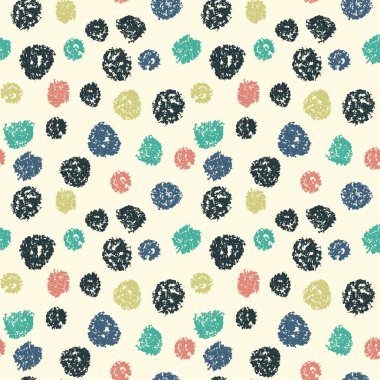 Desen daireler el çizilmiş vektör eskiz. Sorunsuz arka plan el balmumu mum boya tarafından çekilmiş. Naive doodle zemin.