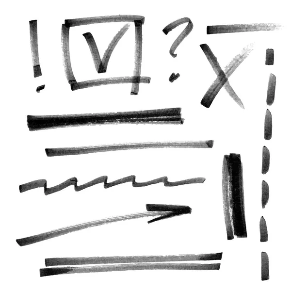 Conjunto vectorial de marcas secas dibujadas a mano y signos . — Vector de stock
