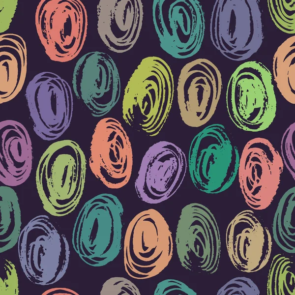 Abstrakte kreisförmige Striche nahtlose handgezeichnete Muster. moderne Grunge-Textur. bunte Wachsmalkreide gezeichneten Hintergrund. — Stockvektor