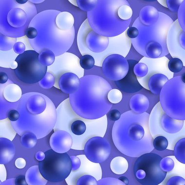 3D efekti parlak renkli kesintisiz arka plan topları. Gerçekçi küreler desen. Geometrik tasarım. Vektör çizim.