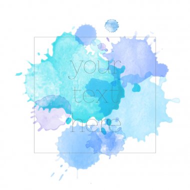 sanatsal zemin kare şekli çerçeve, elle çizilmiş suluboya göz lekeleri ile vektör ile sulu boya bak arka plan ile renkli lekeleri sıçrama şeklinde boyalı.