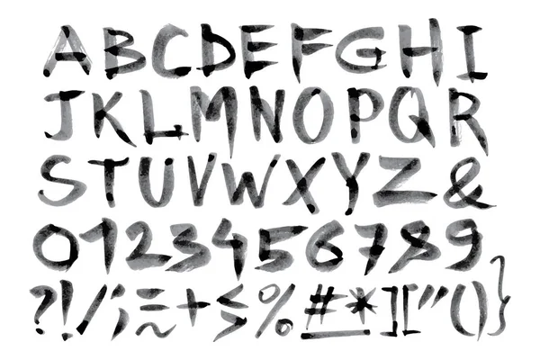 Καλλιγραφικά χέρι συρμένο γραμματοσειρά. Χειρόγραφες αλφάβητο σε πινέλου στυλ. Σύγχρονη γραφή στο διάνυσμα. Χειροποίητο λεπτό καλλιτεχνικά γράμματα με βλέμμα ακουαρέλα. Βούρτσα στυλό γράμματα, γράμματα και σήματα. — Διανυσματικό Αρχείο