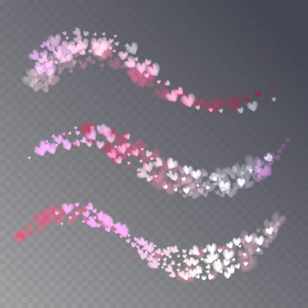 粉红色的心散灯情人节波浪形设计元素 eps 10。柔和透明的波浪集, 逐渐改变颜色的心。浪漫多彩的背景. — 图库矢量图片