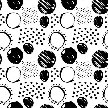 Soyut sorunsuz elle çizilmiş desen. Modern doku. Renkli grafik kalem fırça arka plan boyalı. Doku vuruş, daireler ve noktalar.