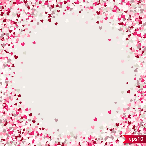 Stipple pattern for design. Colorful minimalistic geometric pattern with randomly located small hearts. Red heart glitter background. Gradually changing density backdrop with red and pink hearts — Stock Vector