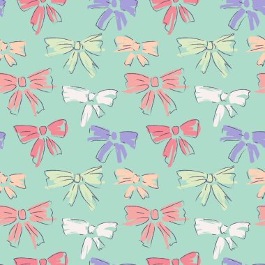 Papyon seamless modeli. Vektör desen el ile şerit yay çizilir. Renkli tekrarlanan zemin han çizilmiş saf motifi ile. Arka plan için tasarım boyalı fırça.