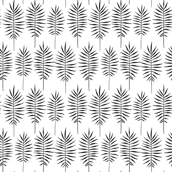 Tropical leaves, jungle pattern. Seamless, detailed, botanical pattern. Vector background. Palm leaves. — Stock Vector