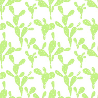 Vektör sorunsuz arka plan kaktüsler ile. Opuntia el çekilmiş tasarım.