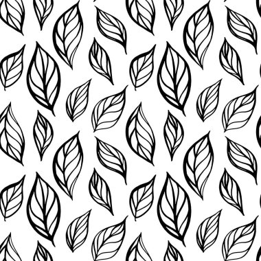 Elle çizilmiş yaprak seamless modeli. Çay vektör çizim bırakır. Botanik motifi ile tekrarlanabilir arka plan.