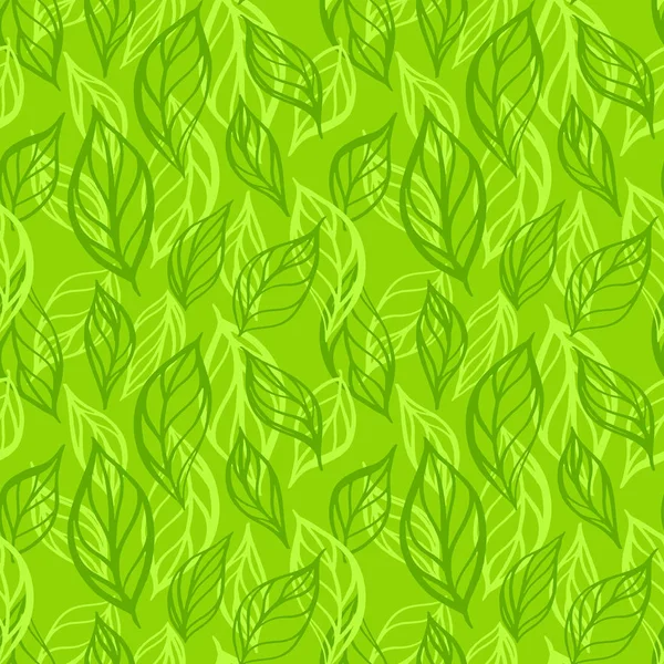 Hand drawn leaf seamless pattern. Tea leaves vector illustration. Repeatable background with botanical motif. — Stock Vector