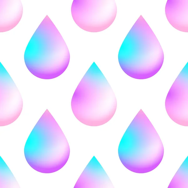 Fondo holográfico inconsútil del vector. Gotas de lluvia motivo. Formas degradadas. Patrón repetible de flujo de colores con colores vivos de neón y efecto fluido . — Vector de stock