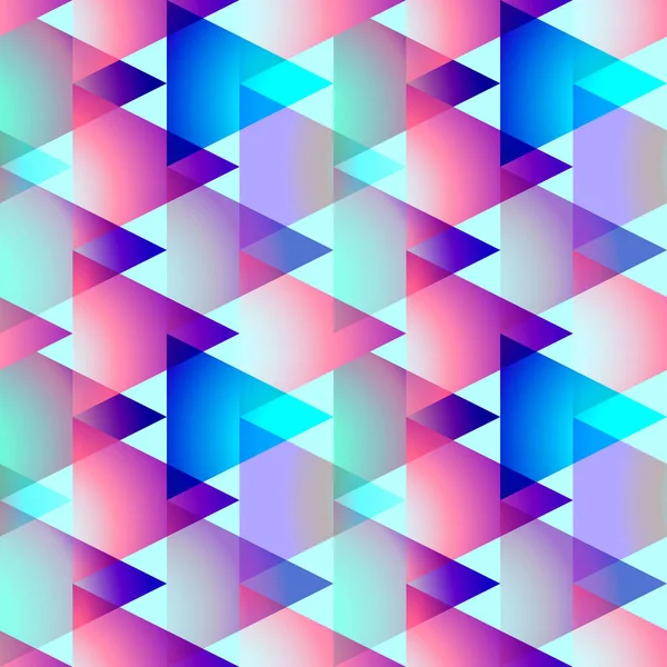 Fondo holográfico inconsútil del vector. Triángulos degradados. Patrón repetible de flujo de colores con colores vivos de neón y efecto fluido . — Vector de stock