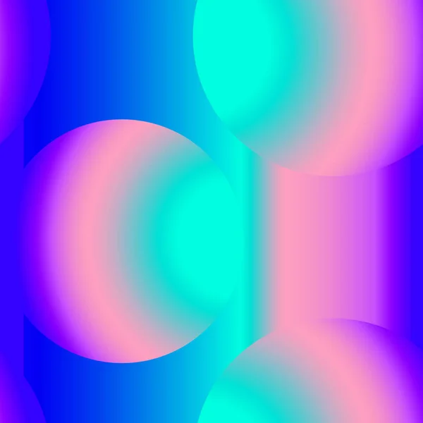 Holografisk vector sömlös bakgrund. Gradient sfär former. Colorflul repeterbara mönster med levande neon färger och vätska effekt. — Stock vektor