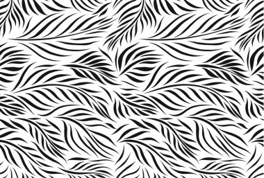 Vektör grafik Dikişsiz desen bırakır şekiller, tek renkli botanik illüstrasyon, çiçek öğeleri, elle çizilmiş yinelenebilir arka plan. Sanatsal zemin.