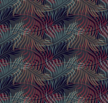 Vektör grafik yaprakları, renkli botanik resimde, çiçek öğeleri, elle çizilmiş yinelenebilir arka plan ile seamless modeli. Sanatsal zemin.