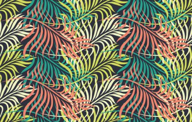 Vektör grafik yaprakları, renkli botanik resimde, çiçek öğeleri, elle çizilmiş yinelenebilir arka plan ile seamless modeli. Sanatsal zemin.