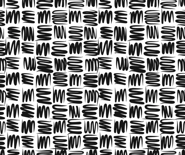 Vector seamless pattern with strokes. Monochromatic artistic backdrop. Repeatable pattern with hand drawn effects. — Stock Vector