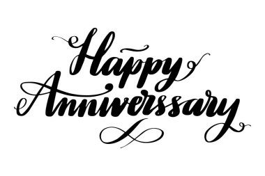 El vektör yazı çekilmiş. Evlilik yıldönümümüz kutlu olsun el ile ifade. Vektör illüstrasyon izole. Modern hat el yazısı. Kartpostallar, posterler, baskılar, tebrik kartları için yazıt.