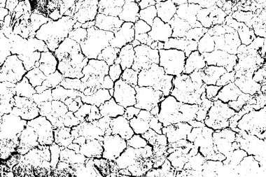 Distressed overlay texture of rough surface, dry soil, cracked ground. Grunge background. One color graphic resource. clipart