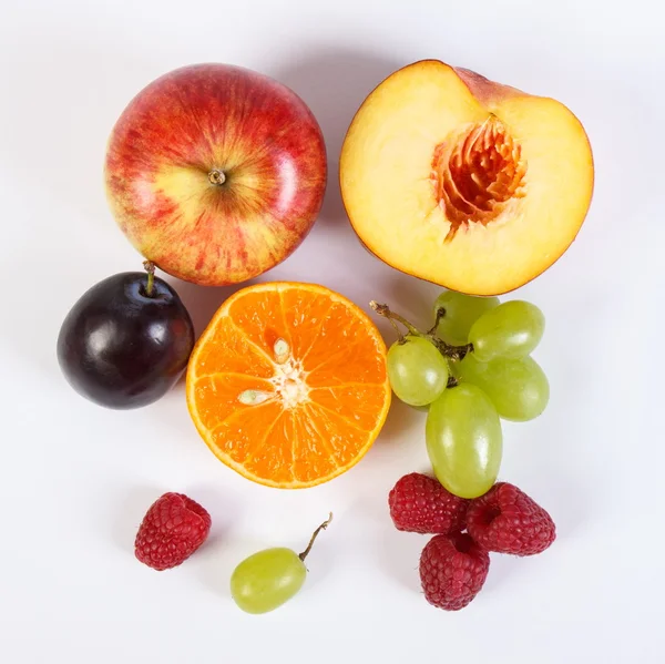 Fresh ripe fruits on white background — Stock Photo, Image