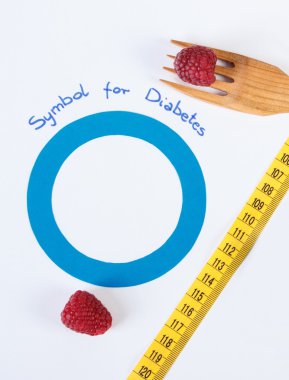 Dünya Diyabet Günü ve taze ahududu santimetre ile sembolü