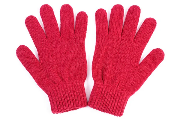Pair of woolen gloves for woman on white background — Stock Photo, Image