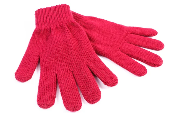 Pair of woolen gloves for woman on white background — Stock Photo, Image