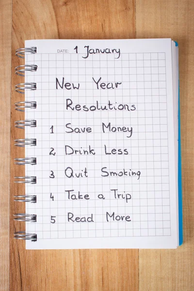 New years resolutions written in notebook