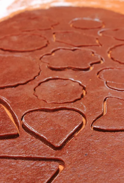 Dough for cookies in shape of heart and flower