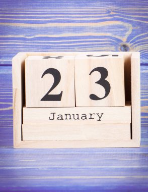 23 Ocak. Ahşap küp takvim üzerinde 23 Ocak tarihi