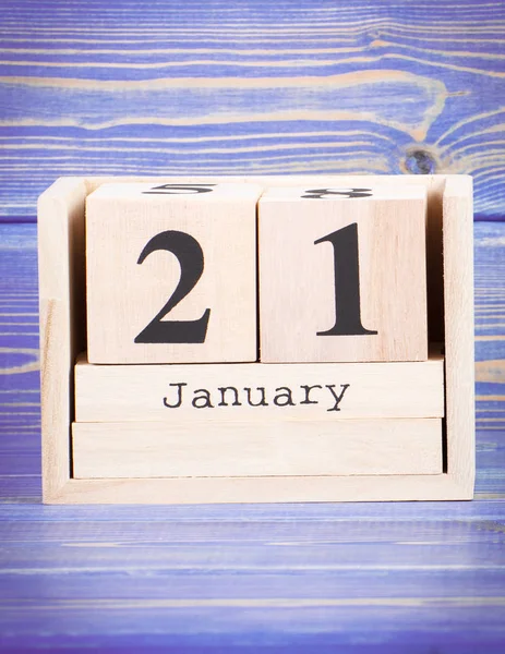 21 de enero. Fecha del 21 de enero en el calendario de cubos de madera —  Fotos de Stock