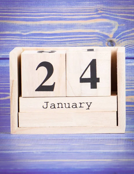 January 24th. Date of 24 January on wooden cube calendar — Stock Photo, Image