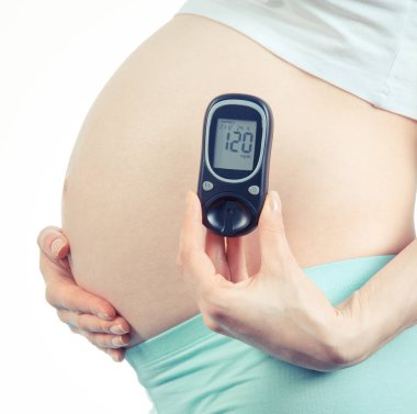 Vintage Fotoğraf, Şeker Ölçüm, gebelikte diyabet ile hamile kadın