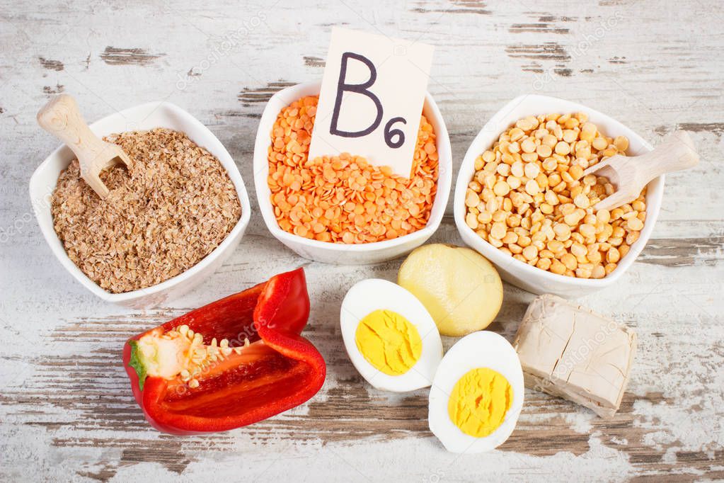 Products and ingredients containing vitamin B6 and dietary fiber, healthy nutrition