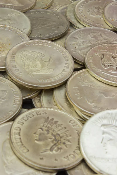 Heap of old dirty collection of coins for sale — Stock Photo, Image