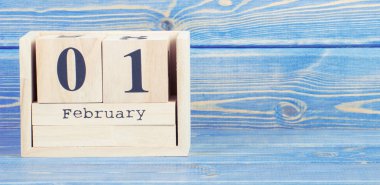 Vintage Fotoğraf, 1 Şubat. 1 Şubat'ta tahta küp takvim tarihi