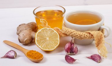 Çay limon ve içecek ısınma hazırlık için malzemeler