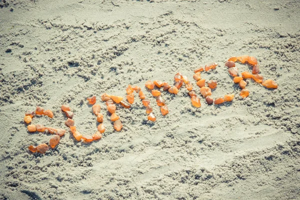 Vintage φωτογραφία, λέξη καλοκαίρι στην άμμο στην παραλία, θερινή ώρα — Φωτογραφία Αρχείου