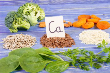 Ürün ve kalsiyum ve diyet lifi, sağlıklı beslenme içeren maddeler