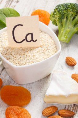 Ürün ve kalsiyum ve diyet lifi, sağlıklı beslenme içeren maddeler