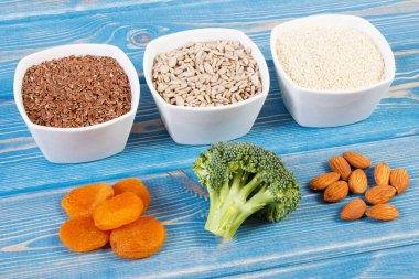 Kalsiyum ve diyet lifi, sağlıklı beslenme kavramı içeren maddeler