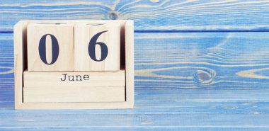 Vintage Fotoğraf, 6 Haziran. 6 Haziran'da ahşap küp takvim tarihi