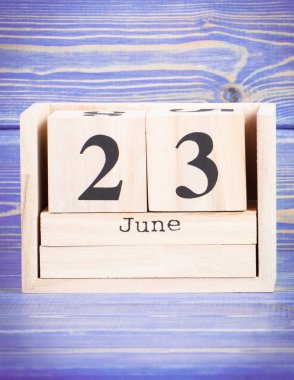 23 Haziran. Ahşap küp takvim 23 Haziran tarihi